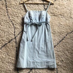 VINTAGE mini blue gingham mini dress 1960s